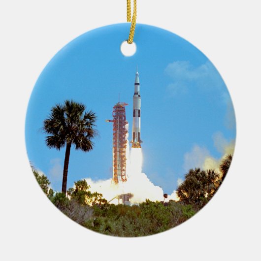 NASA アポロ16号 サターンV型ロケット打ち上げ セラミックオーナメント (正面)