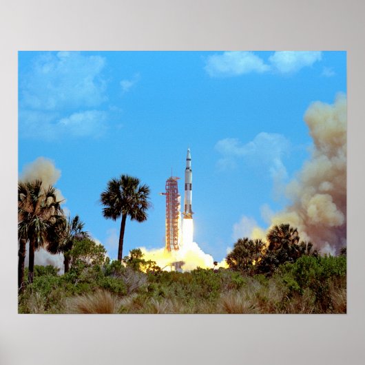 NASA アポロ16号 サターンV型ロケット打ち上げ ポスター (正面)