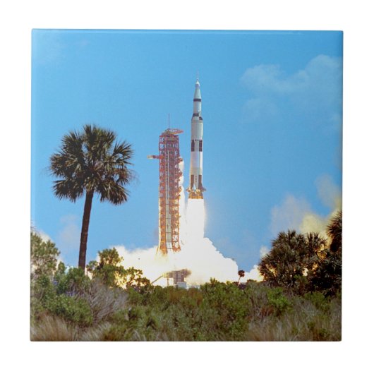 NASA アポロ16号 サターンV ロケット打ち上げ タイル (正面)