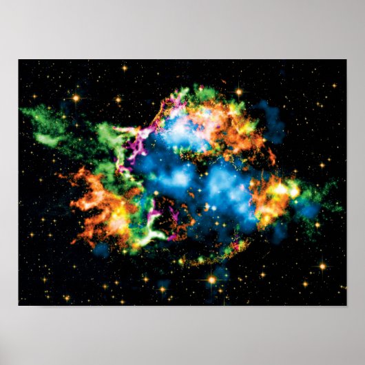 NASA カシオペア座A 超新星カラフル宇宙写真 ポスター (正面)