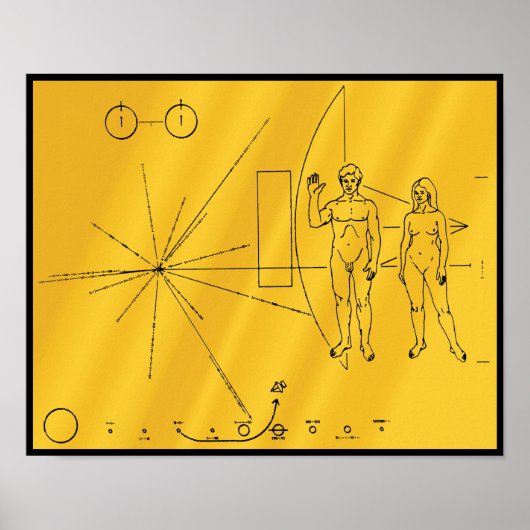 NASA パイオニア10号宇宙探査機 ゴールド・プラーク ポスター (正面)