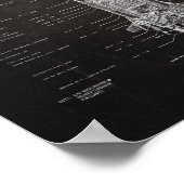 NASA Apollo Saturn V Rocket Blueprint (black) ポスター (角)