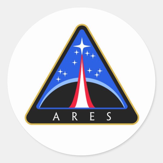 Nasa Aresロケットのロゴ ラウンドシール Zazzle Co Jp