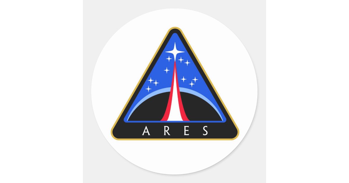 Nasa Aresロケットのロゴ ラウンドシール Zazzle Co Jp
