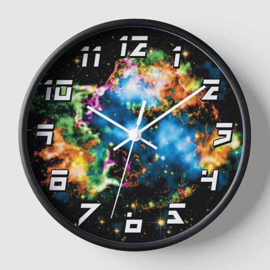 NASA Cassiopeia A Supernova Colorful Space 壁時計 (正面)