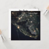 NASA ISSがインドの夜の写真 カード (正面/裏面インサイチュ)