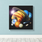 NASA JPLシステム惑星太陽のモンタージュ宇宙写真 キャンバスプリント (インサイチュ (ウッドフロア))