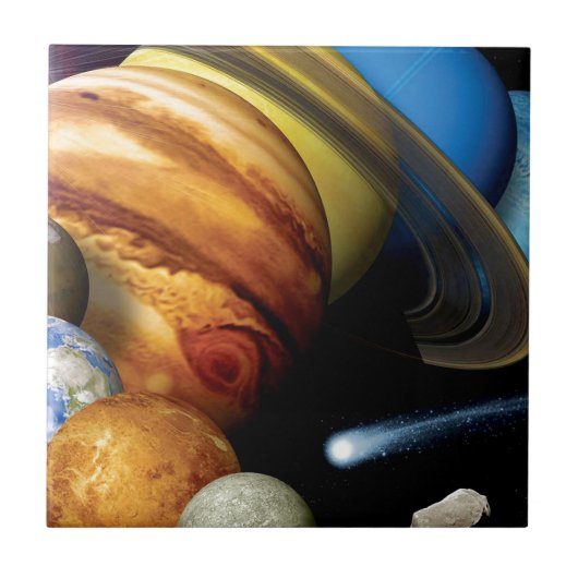 NASA JPLシステム惑星太陽のモンタージュ宇宙写真 タイル (正面)