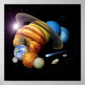 NASA JPLシステム惑星太陽のモンタージュ宇宙写真 ポスター (正面)