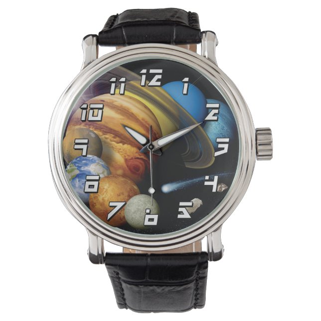 NASA JPLシステム惑星太陽のモンタージュ宇宙写真 腕時計 (正面)