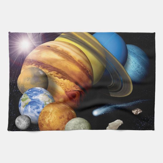 NASA JPL 太陽系惑星モザイク宇宙写真 キッチンタオル (横)