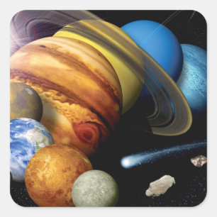 NASA JPL 太陽系惑星モンタージュ宇宙写真 スクエアシール
