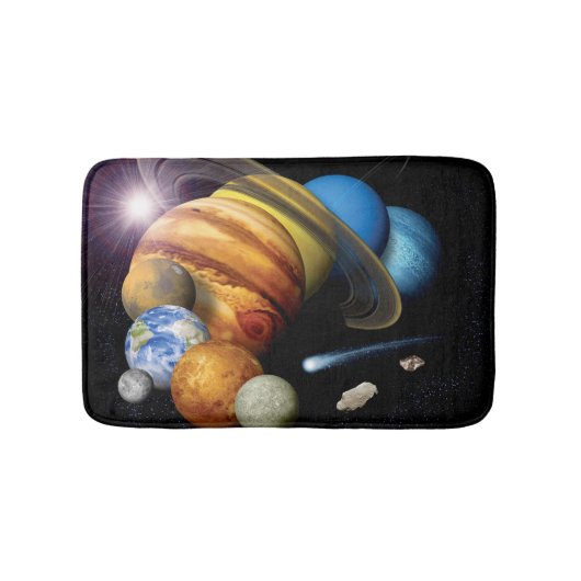 NASA JPL 太陽系惑星モンタージュ宇宙写真 バスマット (正面)