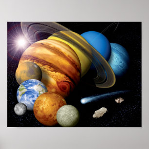 NASA JPL 太陽系惑星モンタージュ宇宙写真 ポスター