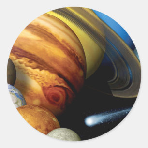NASA JPL 太陽系惑星モンタージュ宇宙写真 ラウンドシール