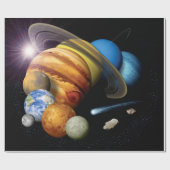 NASA JPL 太陽系惑星モンタージュ宇宙写真 ラッピングペーパー (フラット)