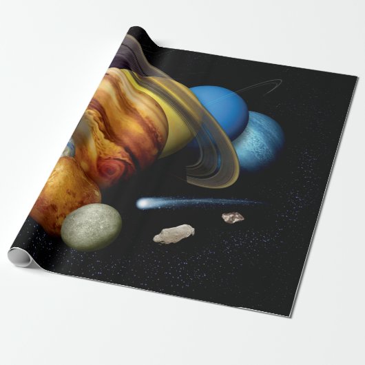 NASA JPL 太陽系惑星モンタージュ宇宙写真 ラッピングペーパー (アンロールド)