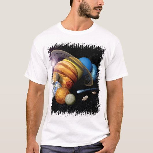 NASA JPL 太陽系惑星モンタージュ宇宙写真 Tシャツ (正面)