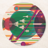 NASA/JPLSのレトロ宇宙ポスター ラウンドペーパーコースター (正面)