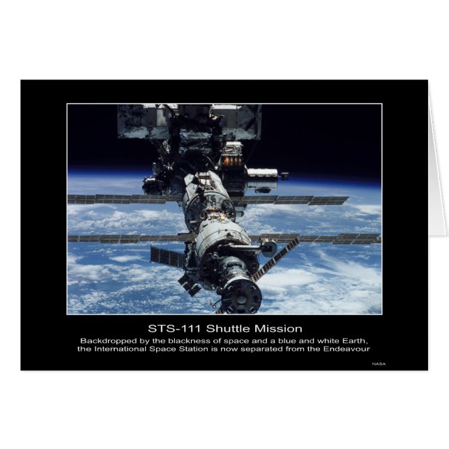 NASA STS-111からの国際的な宇宙Stationview (正面横)