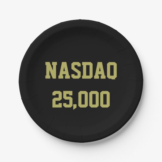 NASDAQ 25000 株式市場のお祝い ペーパープレート (正面)