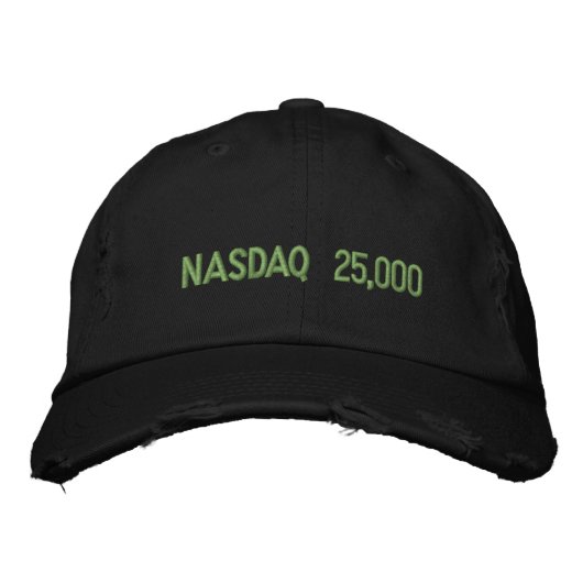 NASDAQ 25000 株式市場のお祝い 刺繍入りキャップ (正面)