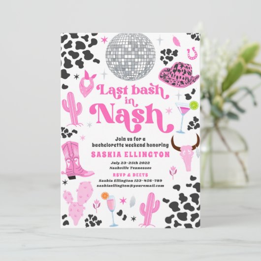 Nashでの最後のBashのバチェロレッテ週末の日程 招待状 (スタンド正面)