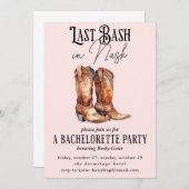 Nashピンクの最後のBash女性のカーボーイバチェロレッテ 招待状 (正面/裏面)