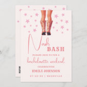 Nash Bash女性のカーボーイバチェロレッテ週末の日程 招待状 (正面/裏面)