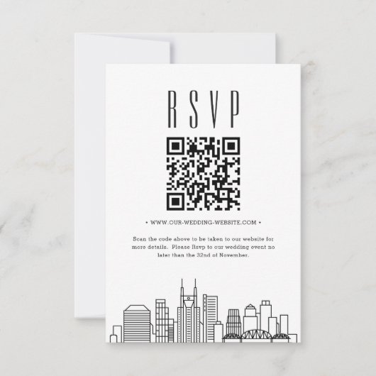 Nashville結婚のQRコードRSVP 招待状 (正面)