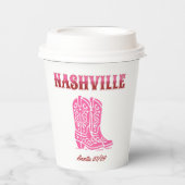 nashville bachelorette party country pink boots 紙コップ (正面)