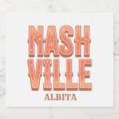 nashville bachelorette party custom name スパークリングワインラベル (シングルラベル)