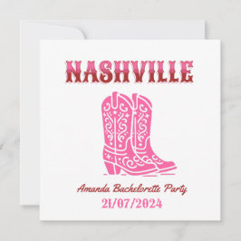 nashville bachelorette party pink cowgirl 招待状