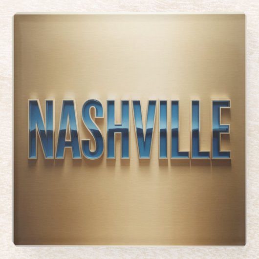 Nashville Blue Gold Coaster Set ガラスコースター (正面)