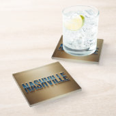 Nashville Blue Gold Coaster Set ガラスコースター (アングル)