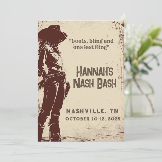 Nashville Boots and Bling Bachelorette 招待状 (スタンド正面)