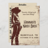 Nashville Boots and Bling Bachelorette 招待状 (正面/裏面)