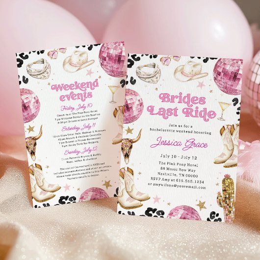 Nashville Cowgirl Bachelorette Weekend Itinerary 招待状