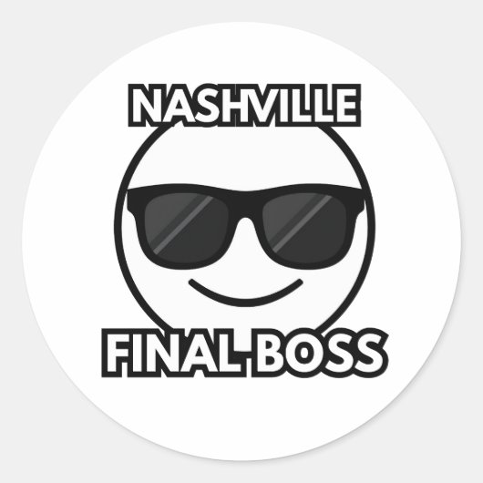 Nashville Final Boss Cool Emoji Sticker ラウンドシール (正面)