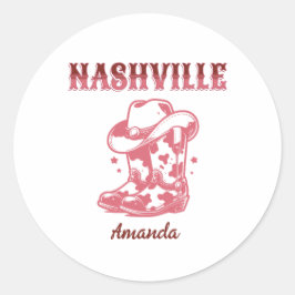 nashville pink cowgirl bachelorette party ラウンドシール