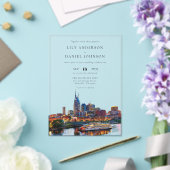 Nashville Riverfront Watercolor Elegant Wedding アクリル招待状 (インサイチュ (ウェディング))