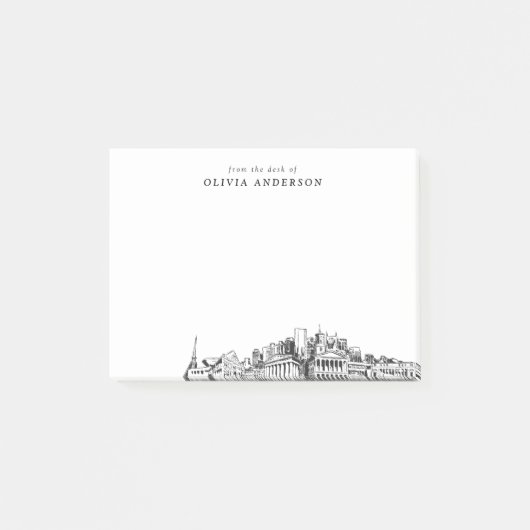 Nashville Skylineのデスクからパーソナライズされた ポストイット (正面)