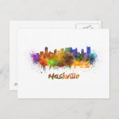 Nashville skyline in watercolor ポストカード (正面/裏面)