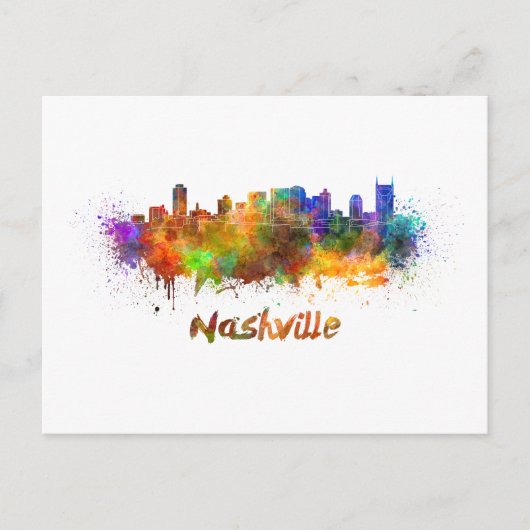 Nashville skyline in watercolor ポストカード (正面)