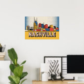 Nashville Skyline Poster – Bold Tennessee Pop Art ポスター (ホームオフィス)