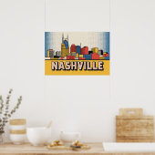 Nashville Skyline Poster – Bold Tennessee Pop Art ポスター (キッチン)
