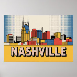 Nashville Skyline Poster – Bold Tennessee Pop Art ポスター