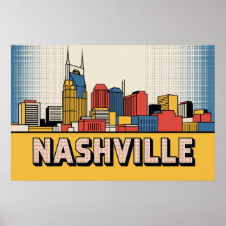 Nashville Skyline Poster – Bold Tennessee Pop Art ポスター