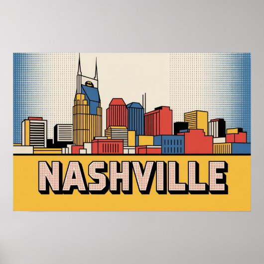 Nashville Skyline Poster – Bold Tennessee Pop Art ポスター (正面)