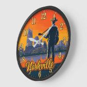 Nashville Tennessee ラージ壁時計 (傾斜)